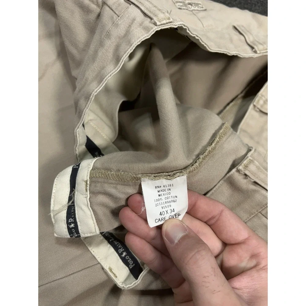 VTG Polo Ralph Lauren Andrew Pants Men's 40x34 (Fits 38x32) Beige Double Pleated